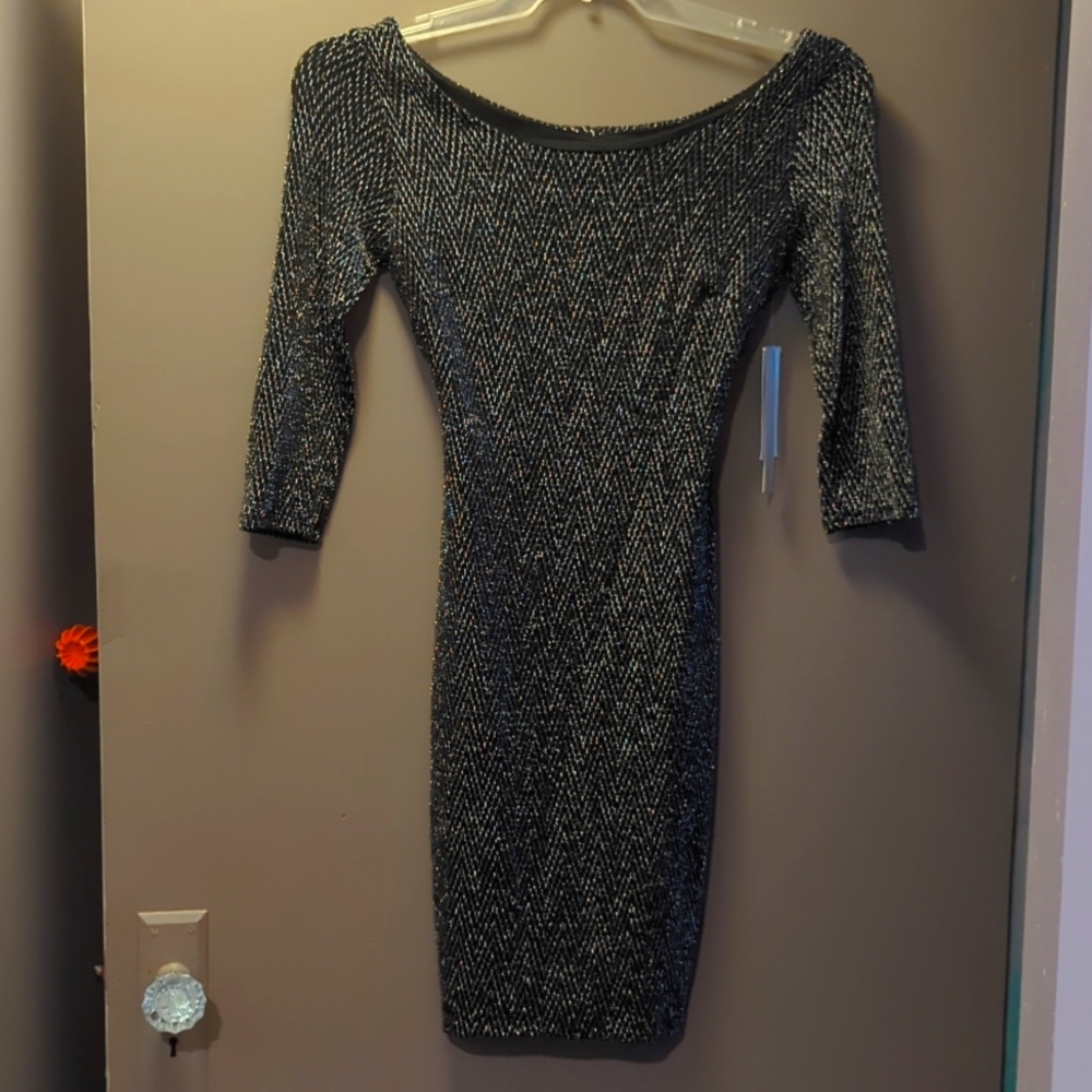 Sequin hearts stretch mini dress
